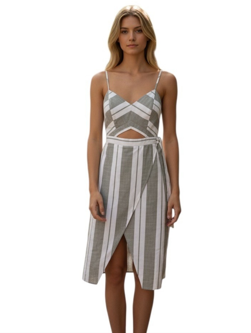 Express Faux Wrap.. Cut-Out. Sz 6 White Tan